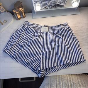 Blue Striped Women's Shorts